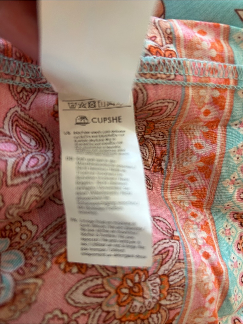 CUPSHE Coral/Turquoise Bohemian Floral Maxi Dress Size S, NWOT - Picture 5 of 5